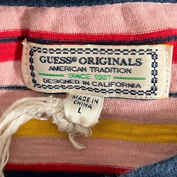 SOLD Sleeve Pullover Popart Striped Logo T Shirt Dark Red Mens Size Large - Picture 9 of 9